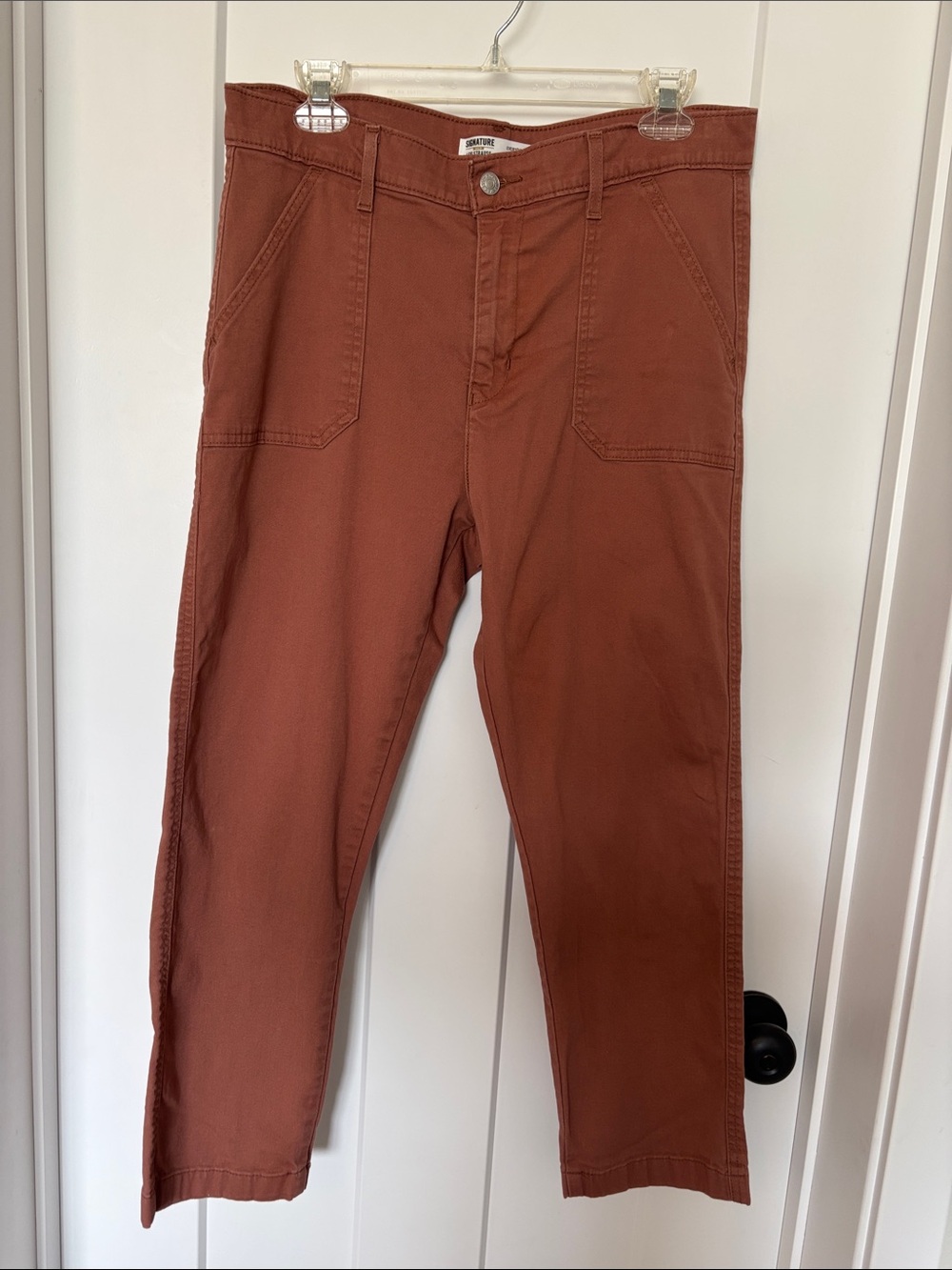 Signature by Levi Strauss Women's Rust Brown Utility Chinos Crop Pants